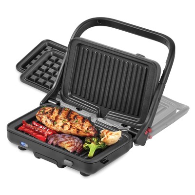 MultiMaker Flex Press Grill System, Grill + Waffle, Removable Plates - Forged...