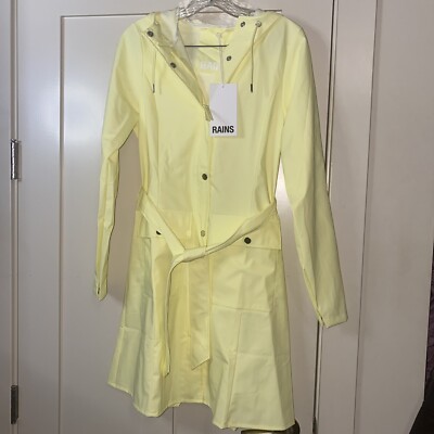 RAINS Curve women's Rain Jacket $140 Straw yellow Raincoat XS  18130 New