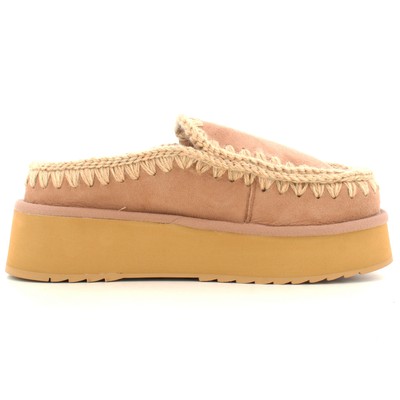 Pre-owned Mou A24us Women's Slipper Mu.fw681004a Clog Eskimo Platform In Beige