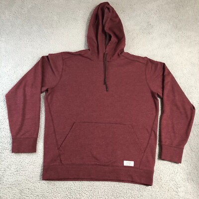 Eddie Bauer Hoodie Men Medium Red Sweatshirt Solid Logo Spell Out Pullover