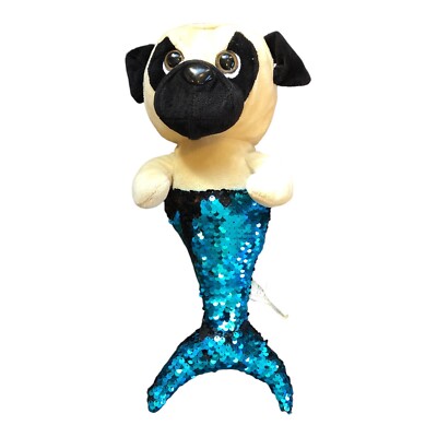 Fun Express Mermaid Dog Sequin Pug Plush 17'' NWOT