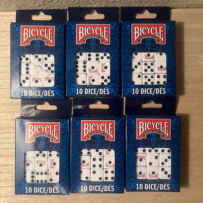Bicycle Dice Lot Six Sets Of Ten (6 Boxes With 10 Dice Per Box)