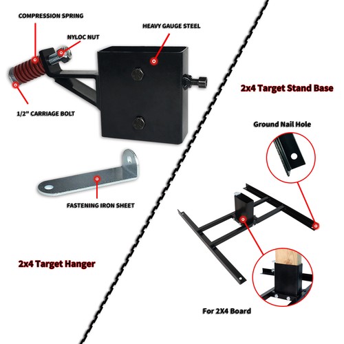 Target System - AR500 Steel Shooting Target 1/2" Thick with 2x4 Target Stand Kit