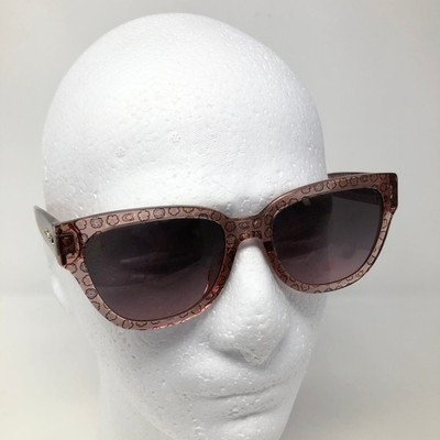 Coach HC8016 Sunglasses Pink Floral Signature C Logo Square Gradient Lens L016