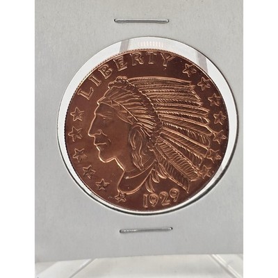 Golden State Mint 1 oz .999 Fine Copper Round 1929 Indian Head Eagle Bullion