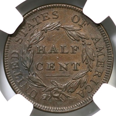 1809 C-2 R-3 NGC AU 53 Classic Head Half Cent Coin 1/2c
