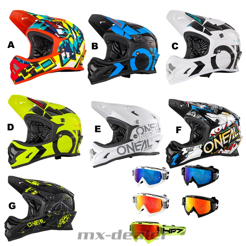 HP7 Brille DH mountainbike MTB Helm BMX 2019 ONeal Backflip RL 2 Villain Weiß