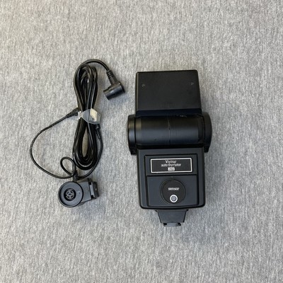 Vivitar 283 Auto Thyristor Shoe Mount Bounce Flash with Cords UNTESTED