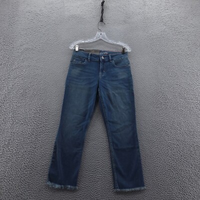 NWT Wrangler Womens Retro Mae Cropped Jeans 3 Blue Medium Wash Mid Rise Raw Hem