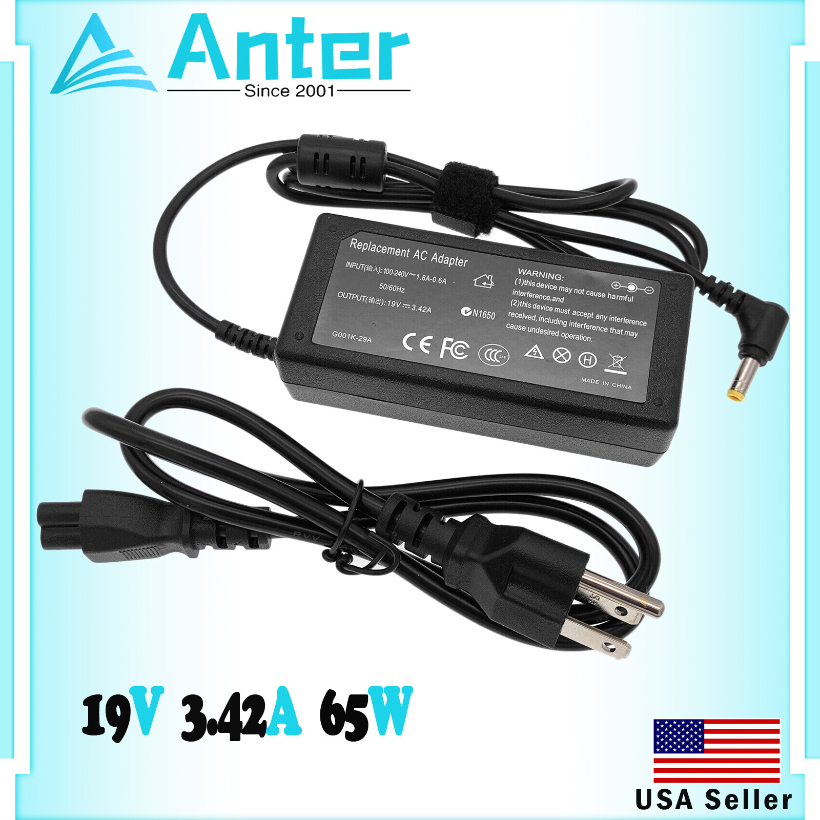 Charger Power Supply Cord For Asus Mx279 Mx279h 27'' Led Lcd Monitor