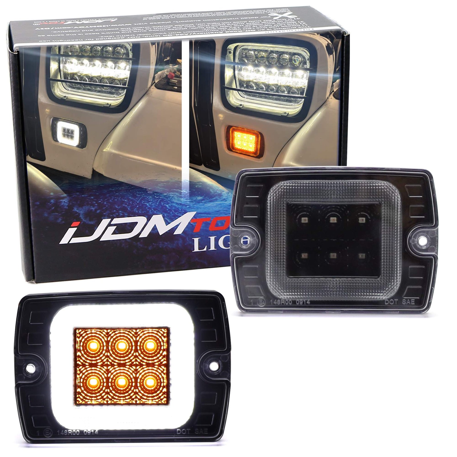 Clear Lens White LED DRL/Amber Sequential Turn Signal For Jeep 1987-95 Wrangler