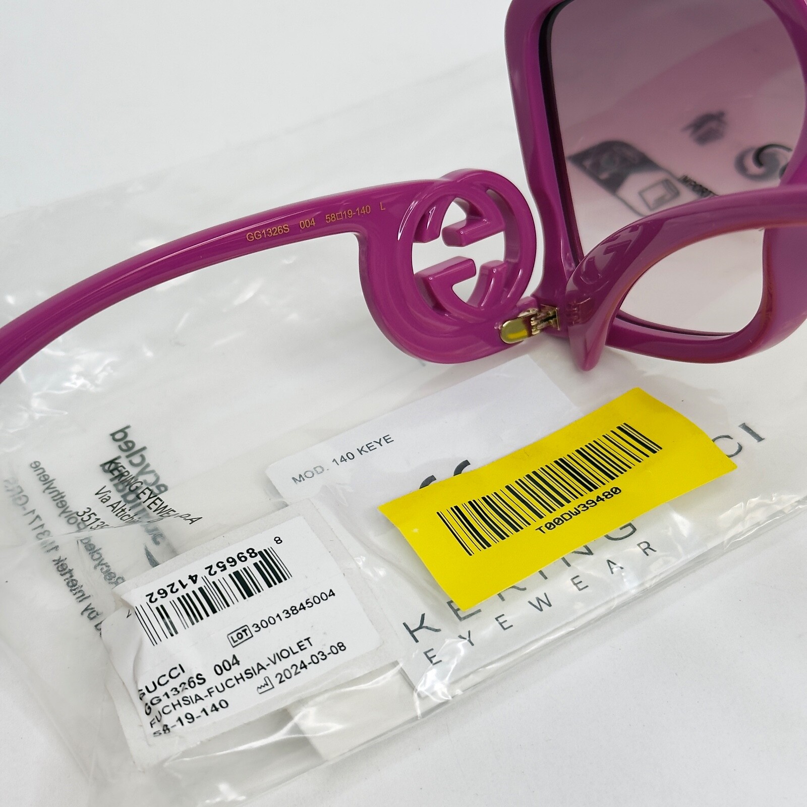 Pre-owned Gucci 1326 Purple Fuchsia Gg Logo 004 Fashion Oversized Runway Sunglass Gg1326s