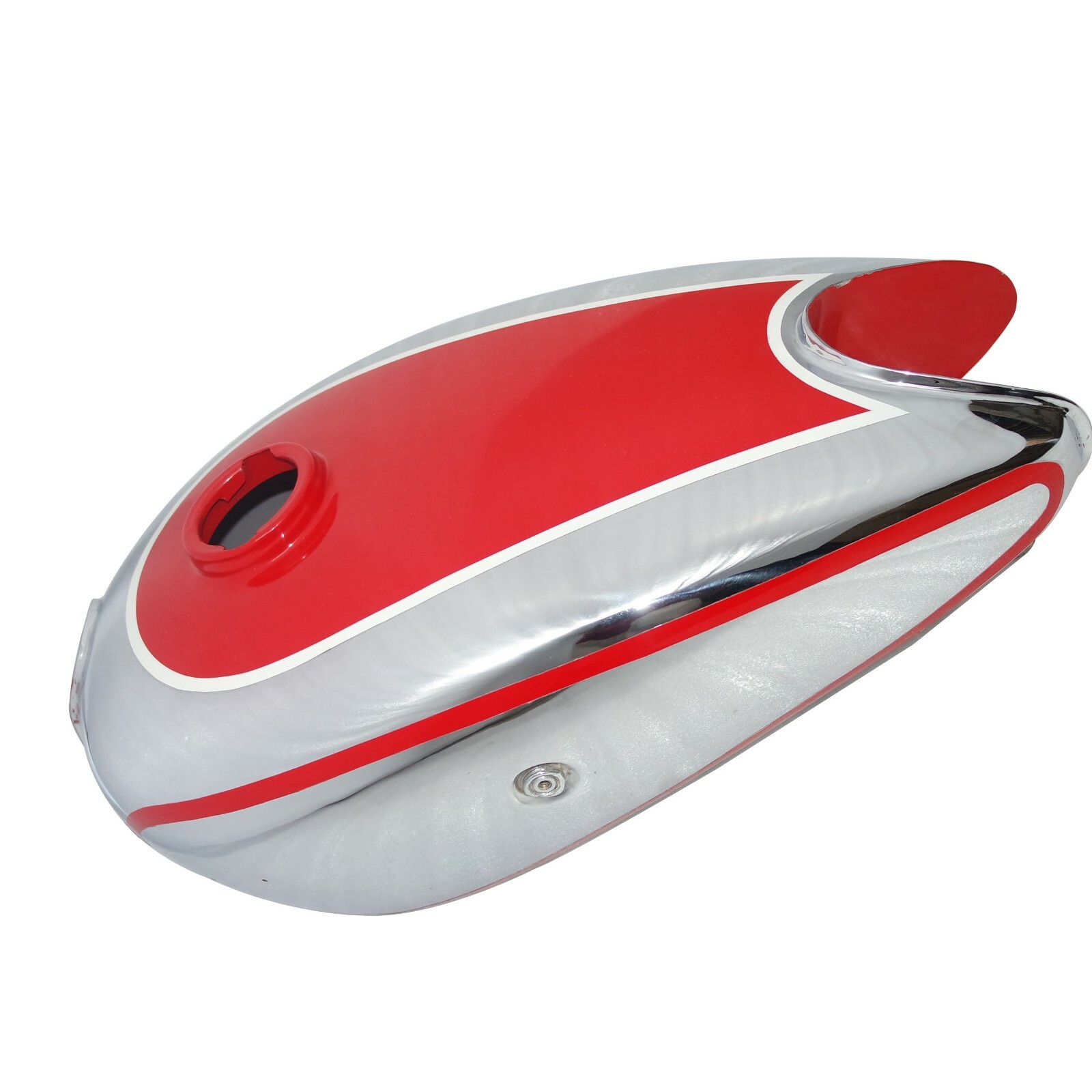New Horex Regina Petrol Gas Fuel Tank Steel Chrome & Red Small Version  