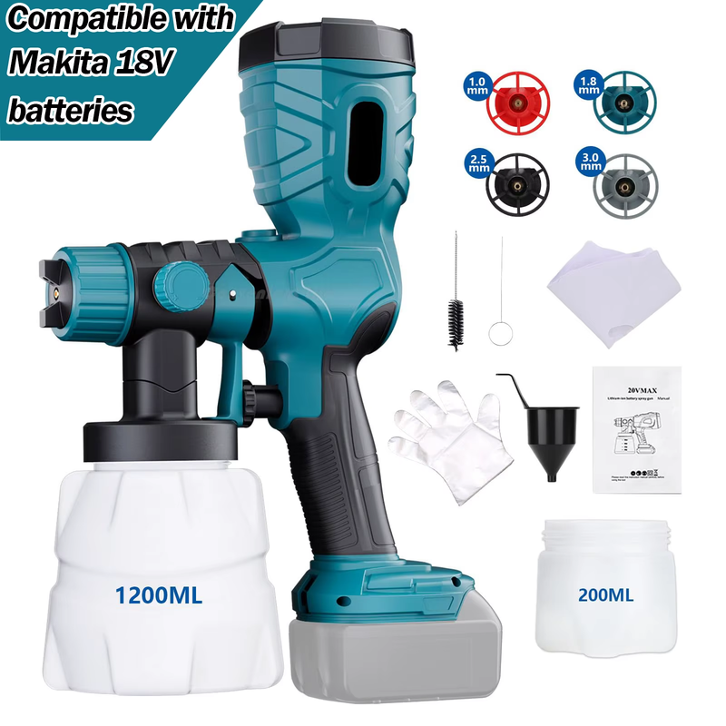 Cordless paint Spray Gun for Makita 14.4-18V Battery 1200ML 42000rpm High-Qualit