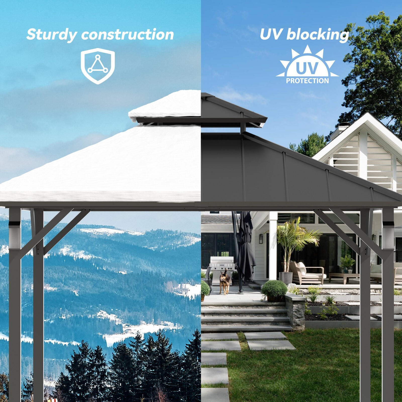 10' x 10' Hardtop Gazebo Metal Gazebo Outdoor with 4 LED Lights