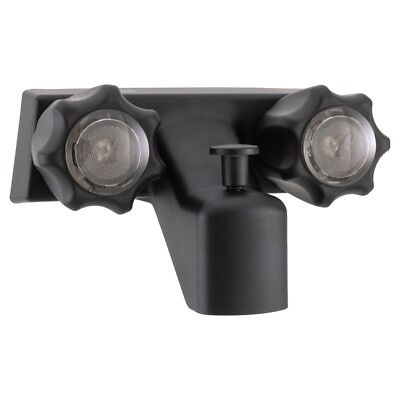 RV Tub and Shower Diverter Faucet Matte Black with Twin Knobs