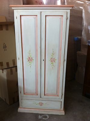 ARMADIO 2 ANTE DIPINTO A MANO DECORATO MASSELLO INGRESSO CAMERETTA PORTA ABITI