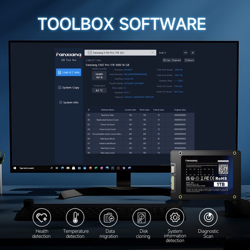 Fanxiang SSD SATA 4TB SSD 2.5'' SSD 6Gb/s 550MB/s Internal Solid State Drive PC 