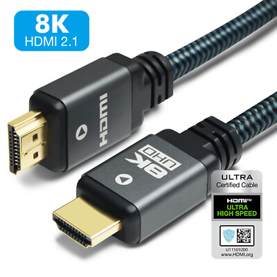 8K HDMI Cable HDMI 2.1 Cord 48Gbps High Speed UHD 4:4:4 HDTV 3D Dolby HDCP HD