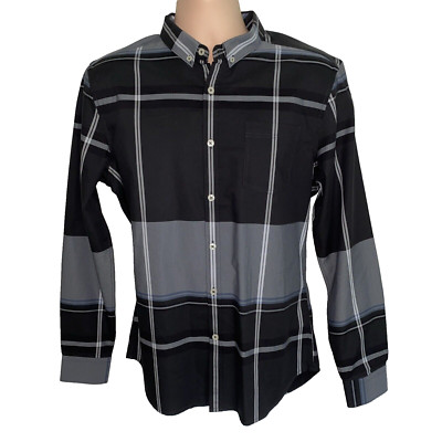 NWT 7 Diamonds L/S Men's Shirt Black Charcoal MEDIUM