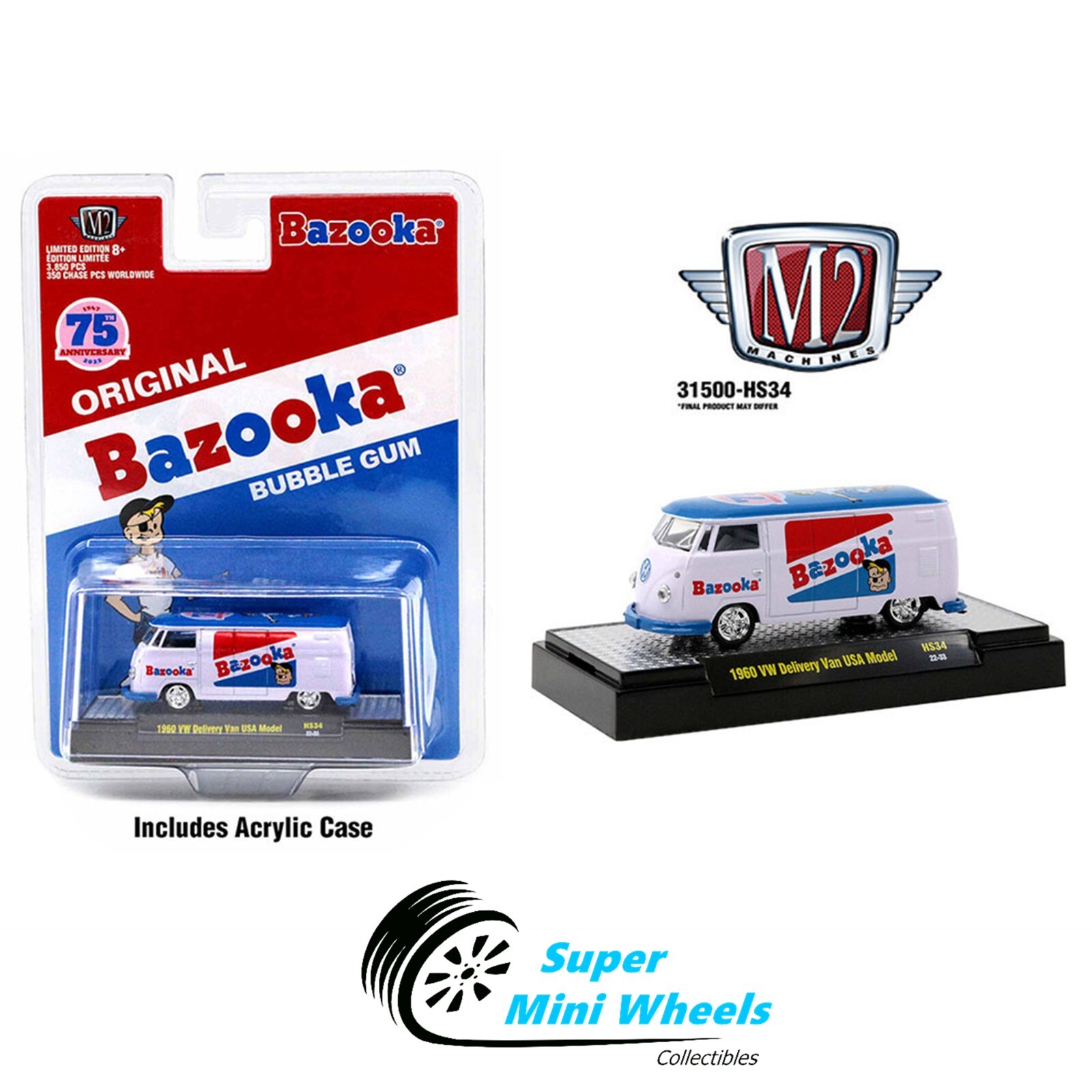 M2 Machines 1960 Volkswagen Delivery Van Bazooka Bubble Gum