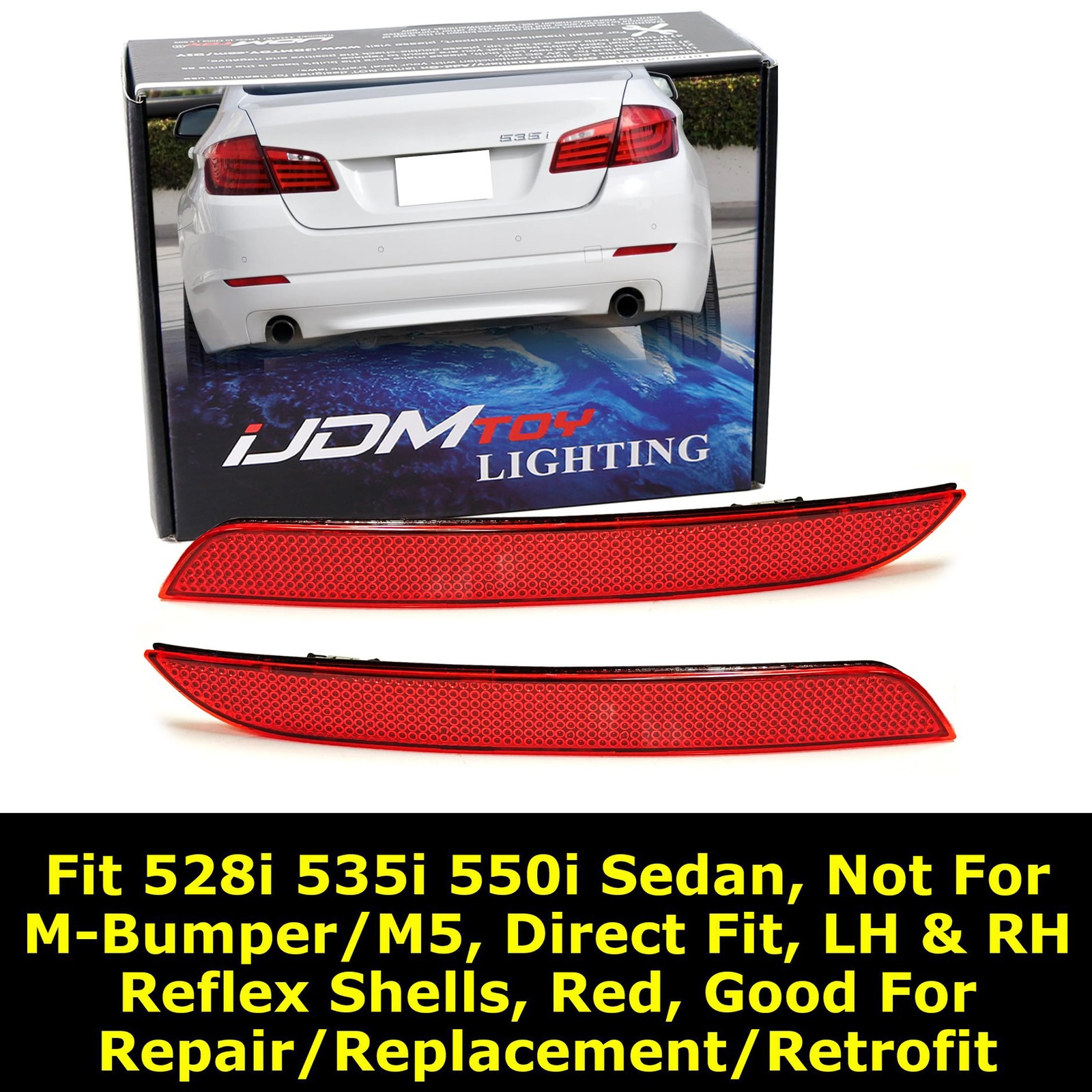 Rear Bumper Reflector Lenses For BMW 2010-13 F10 5 Series Standard by iJDMTOY