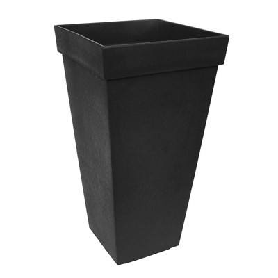 Tierra Verde Self Watering Symphony Square Planter, 15'' Wide x 28'' Tall, Black