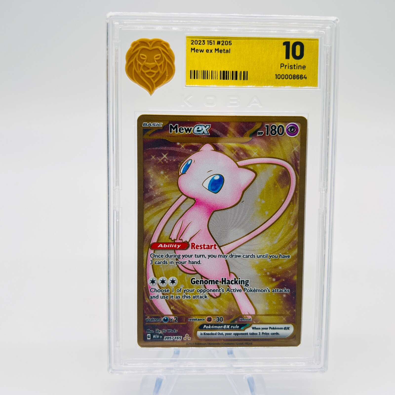Koba 10 PRISTINE Metal Mew Ex 205/165 151 UPC PROMO Pokemon