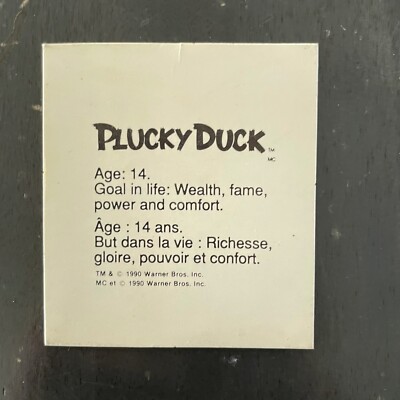 1990 Warner Brothers Plucky Duck #- Plucky Duck