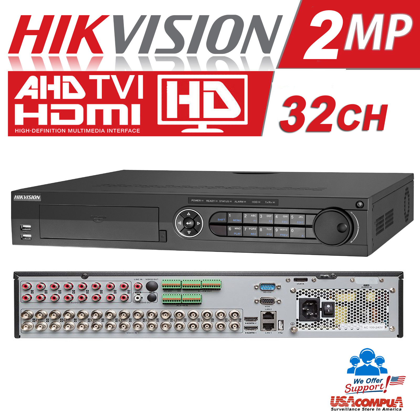 Hikvision KIT 32 Ch 24 Cameras TVI HD 1080p DVR 8TB KIT DS-7332HGHI-SH (4 SATA )