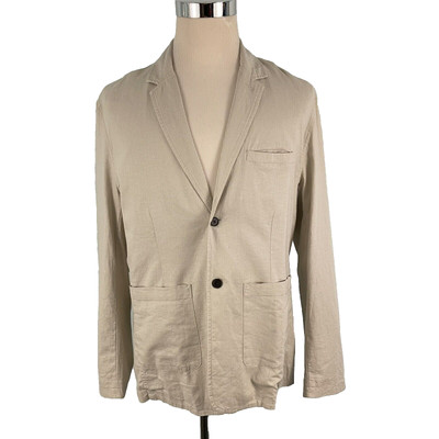Rails Men's Laughlin Blazer Jacket Linen Blend Unstructured in Stone Size Large