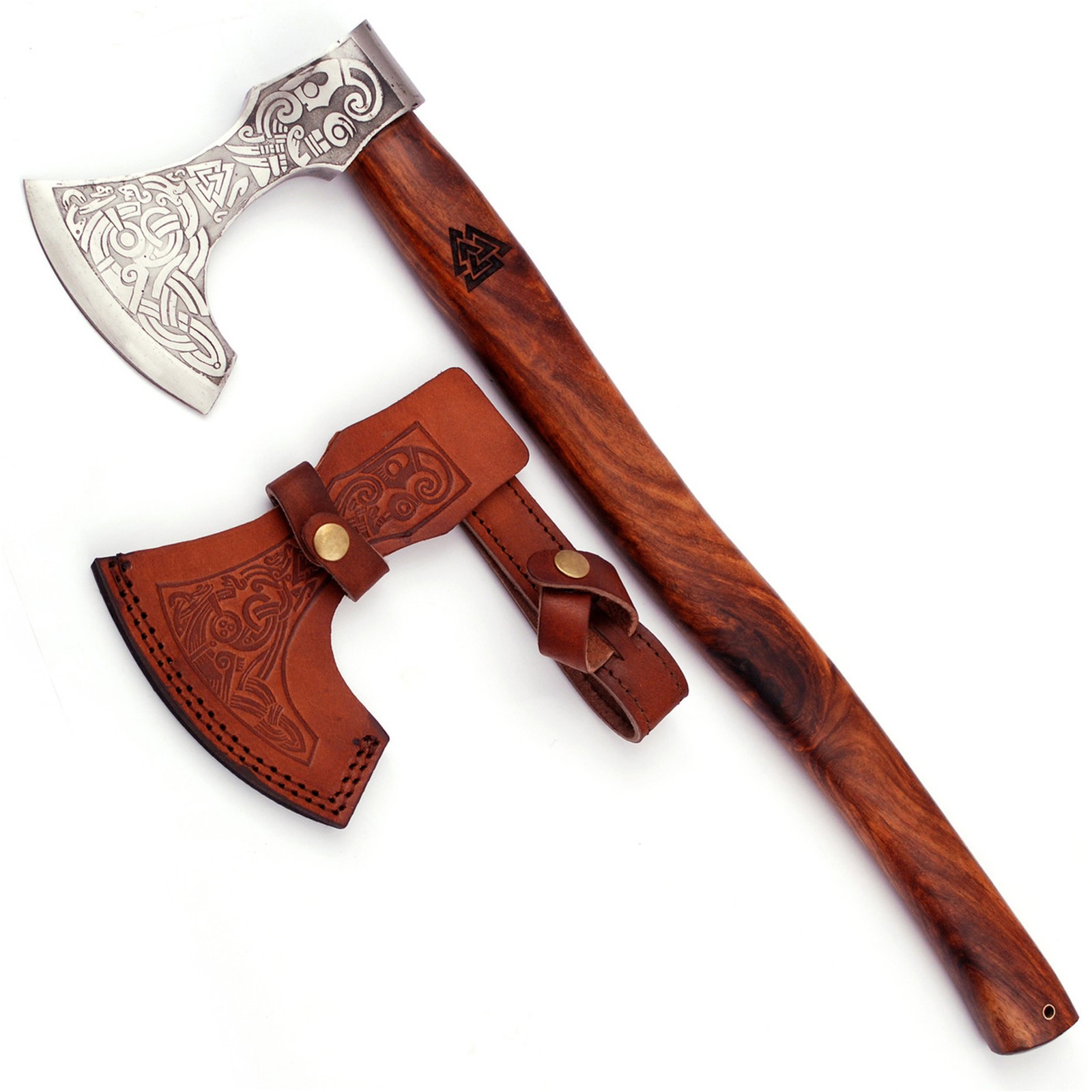 Revenge of Calder Norse Seafaring Carbon Steel Viking Axe w/ Valknut Engravings