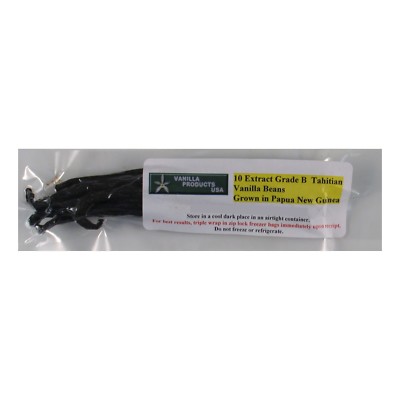 Vanilla Products USA 10 Extract Grade B Tahitian Vanilla Beans 4~6'' grown in PNG