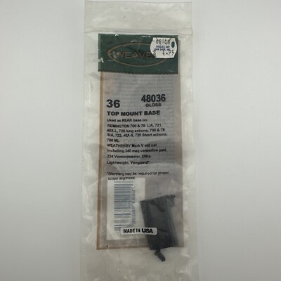Weaver Mounting Rifle Base # 36 48036 Remington 700 Weatherby Mark V