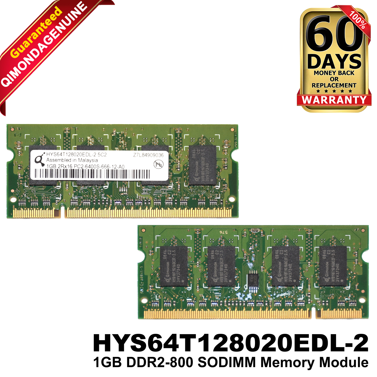 Lot x 2 Dell 1GB DDR2-800MHz PC2-6400 Non-ECC Unbuffered CL6 200-Pin Memory RAM - Picture 1 of 5