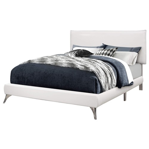 Каркас кровати Queen-Size из белого массива дерева, обитый льняным полотном
