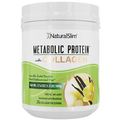 NaturalSlim Metabolic Protein Shake Powder with Collagen   Meal Replacement