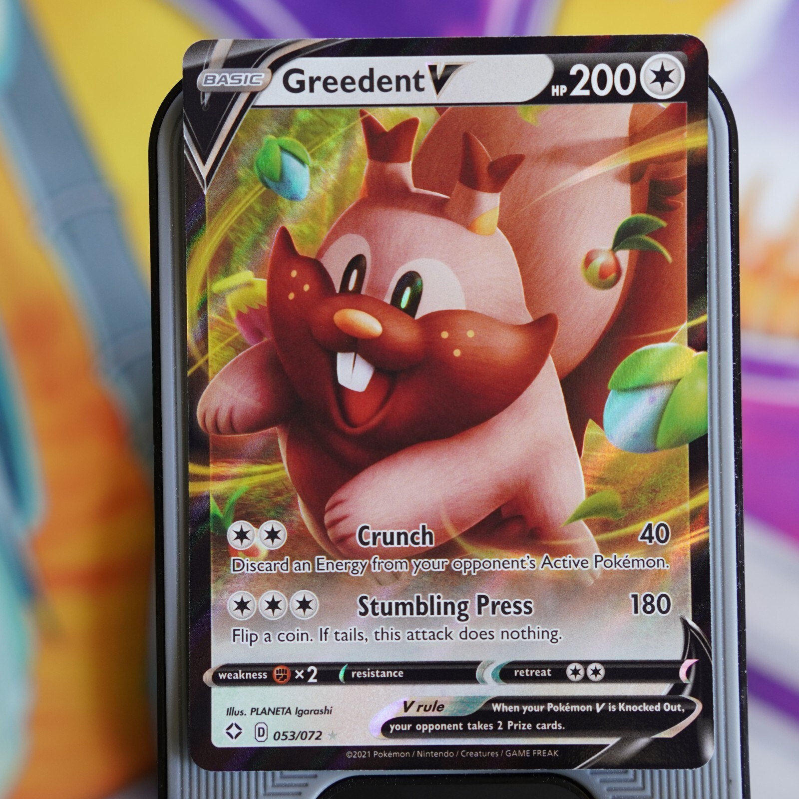 Pokemon TCG Greedent V 053/072 Shining Fates Holo Ultra Rare Card NM