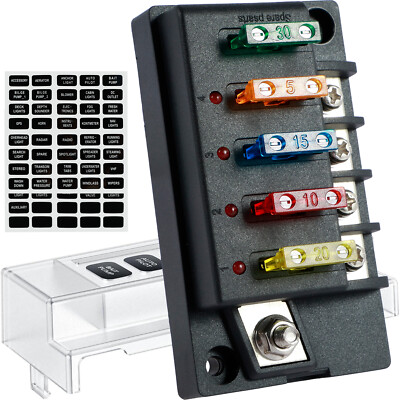 4/6 Way Fuse Block 12V Blade Fuse Box Holder with LED Indicator Waterproof qibex