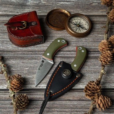 Cudeman Messer Yoda N695 G10 Grün inkl. Lederscheide Neck Knife 