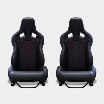 Coppia sedili sportivi Recaro Sportster CS no logo pelle Nera Guscio Cucit Rossa