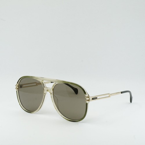 Pre-owned Gucci Gg1104s 003 Transparent Green/gold/brown 61-16-145 Sunglasses Authe...