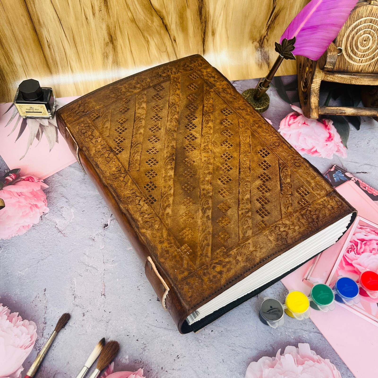 600 page Large Antique Leather Journal Tree of Life book of shadows Grimoire
