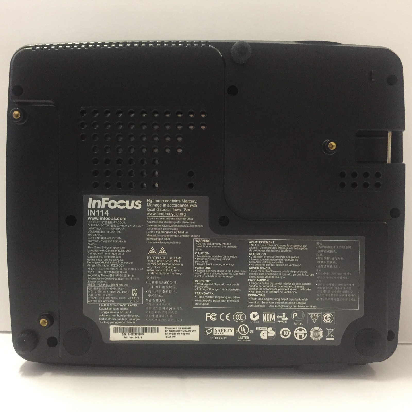 InFocus IN114 Projector Part# IN114