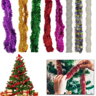 Xmas Tinsel Garland 2M Chunky Christmas Tree Home Window Door Decoration Colours