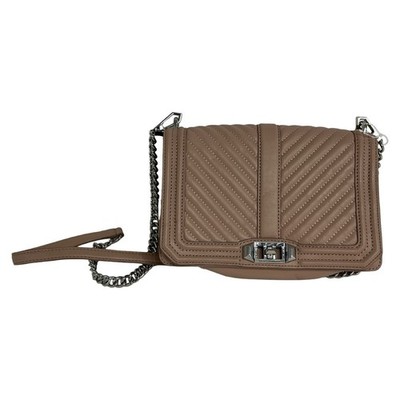 Rebecca Minkoff Love Too Crossbody Bag Tan Quilted Leather Silver Hardware