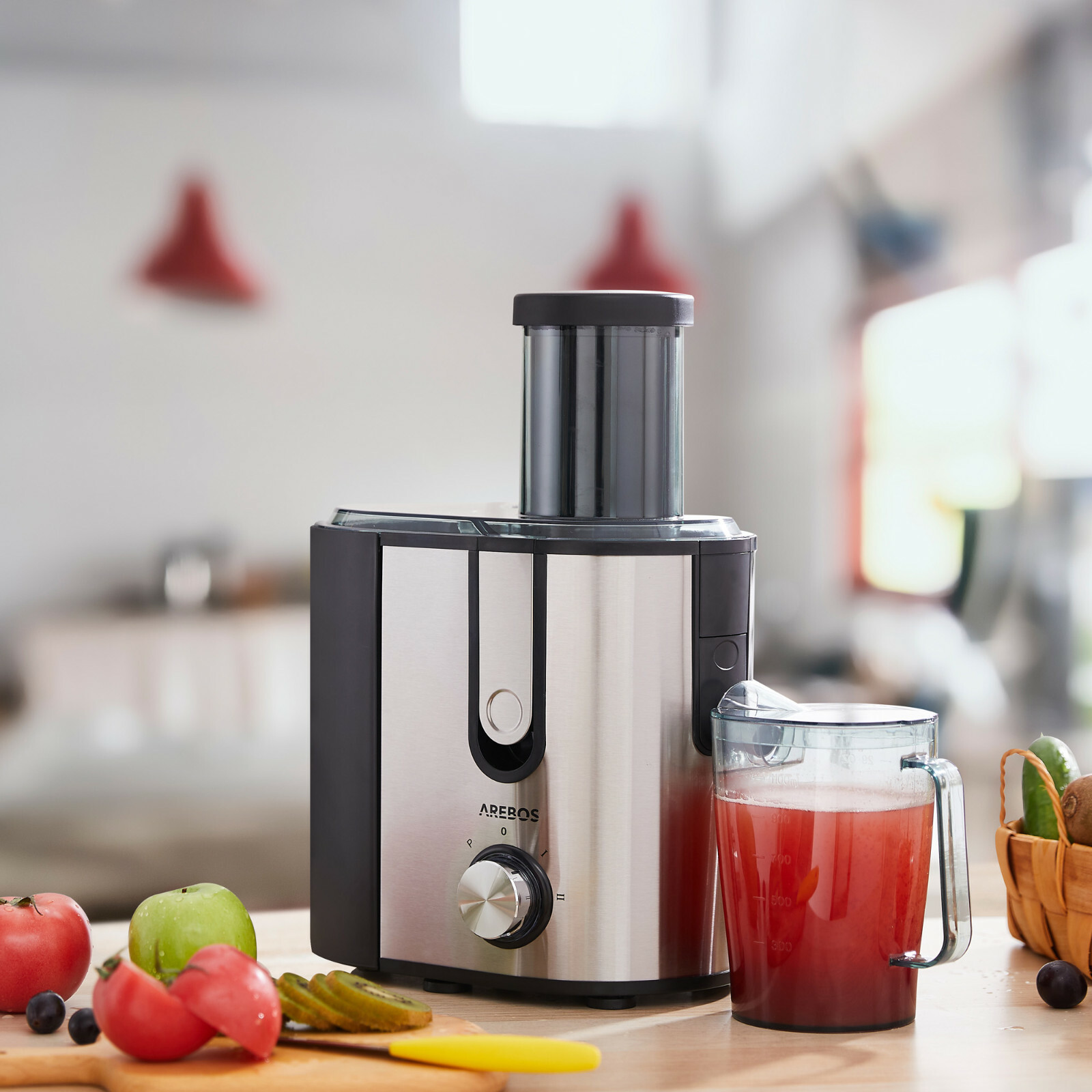 AREBOS Entsafter Saftpresse Edelstahl Presse Saft Slow Juicer Frucht Obst 1200W