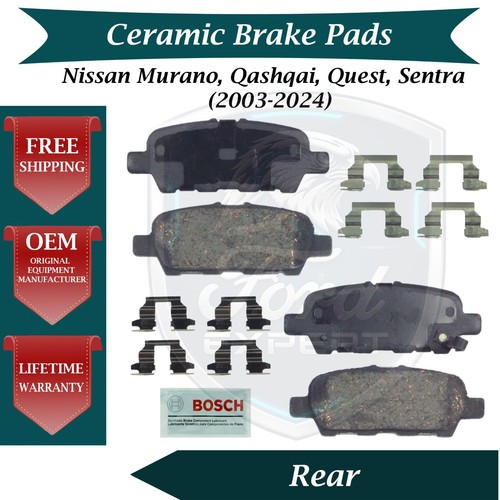 Bosch OEM Rear Ceramic Brake Pads Kit For 2003-2024 Nissan Lifetime Warranty