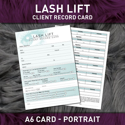 Lash Lift Client Record Card Treatment Consultation Form PREMIUM Eyelash A6 x50