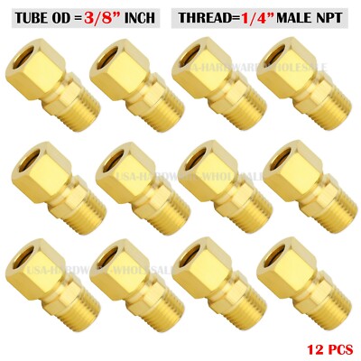 Brass Compression Tube Fitting , 3/8'' OD TUBE x 1/4'' NPT Male ( 12-PACK)